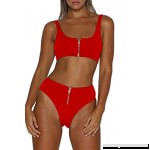 ALBIZIA Women's Rib High Waisted High Cut Cheeky Bikini Set Two Piece Swimsuit Red B07Q4NNYVJ